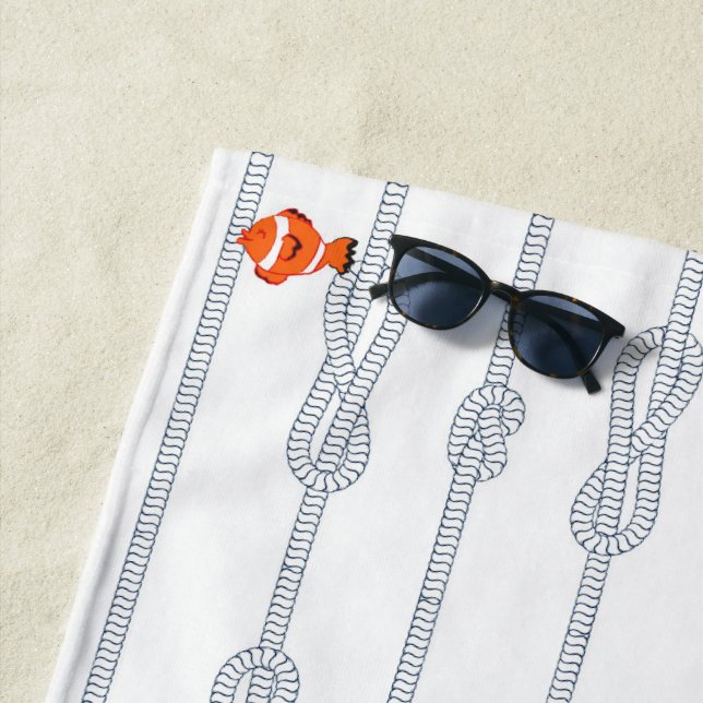 Knots and little fishes. Customisable Strandtuch (Beispiel)