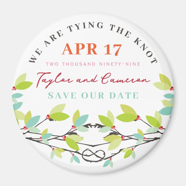 Knotted Liebe Trees Spring Wedding Save the Date Magnet (Vorne)