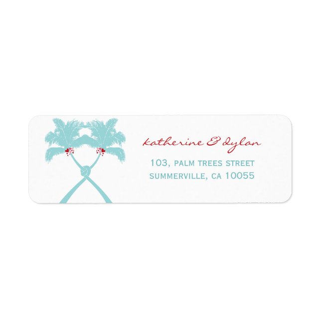 Knotted Palm Trees Hearts Tropical Wedding Address (Vorne)