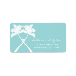 Knotted Palm Trees Tropical Beach Hochzeit Adressaufkleber