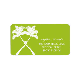 Knotted Palm Trees Tropical Beach Hochzeit Adressaufkleber
