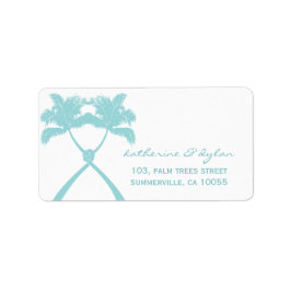 Knotted Palm Trees Tropical Beach Hochzeit Adressaufkleber
