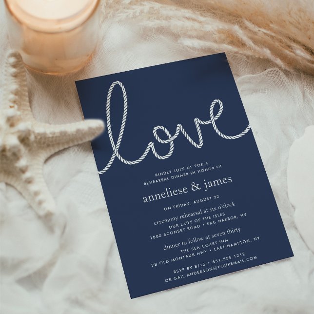 Knottierte Liebe | Probe am Meer Einladung (Rehearsal dinner invitations with classic coastal sryling)