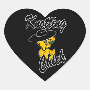 Knotting Chick #4 Herz-Aufkleber