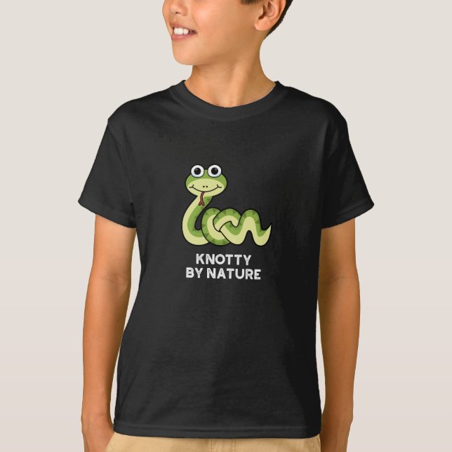 Knotty By Nature Funny Snake Pun Dark BG T-Shirt (Vorderseite)