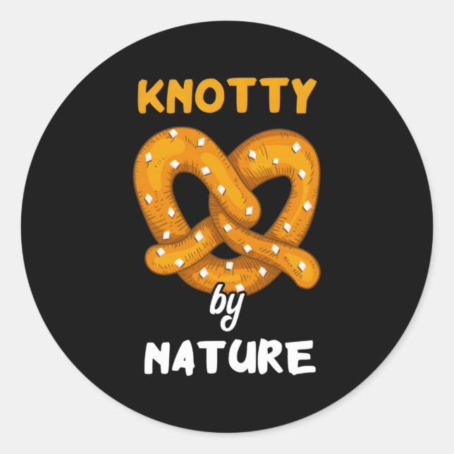 Knotty by Nature gebackene Bretzel Pun Salty Snack Runder Aufkleber (Vorderseite)