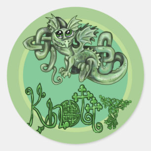 Knotty lil Dragon~keltischer Knoten Runder Aufkleber