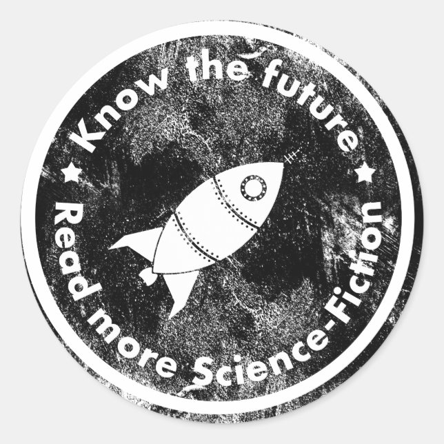 Know the Future - read more Science fiction Runder Aufkleber (Vorderseite)