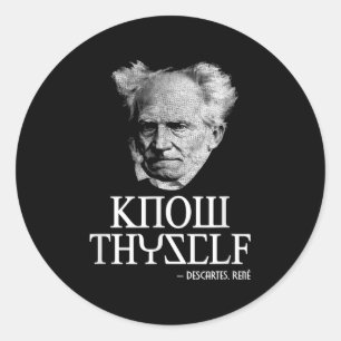 Know Thyself Sokrates Descartes Schopenhauer Philo Runder Aufkleber