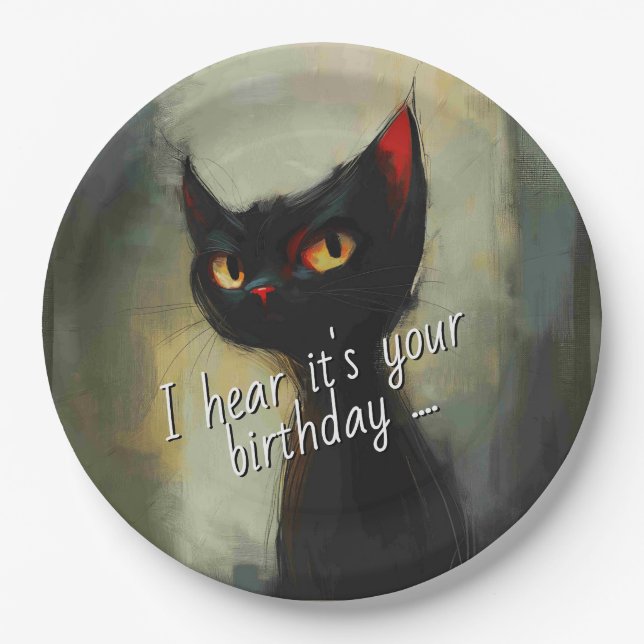  Knowing Black Ninja Cat Birthday Pappteller (Vorderseite)