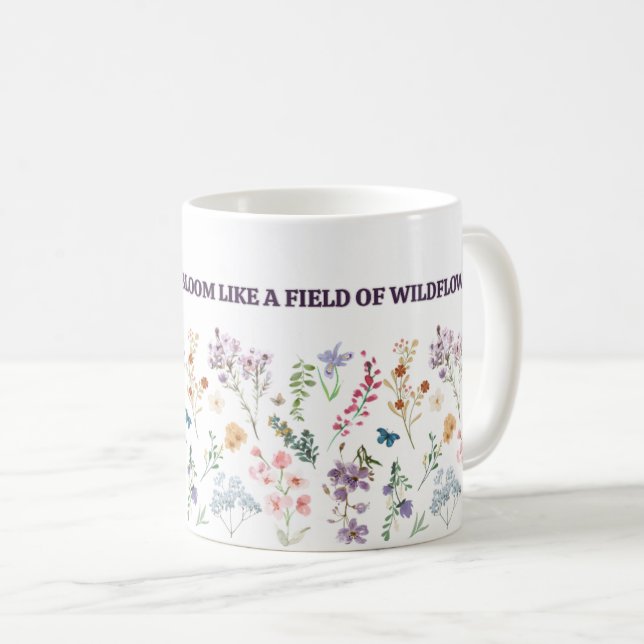 Knowledge bloom mug, wildflower study inspiration kaffeetasse (VorderseiteRechts)