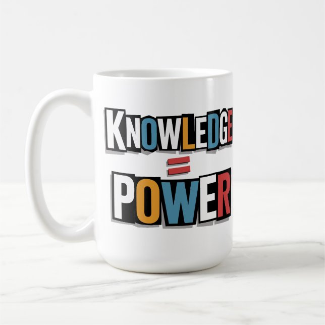 Knowledge = Power – Ransom Letter Collage Kaffeetasse (Links)