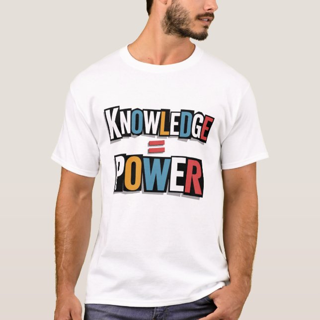 Knowledge = Power – Ransom Letter Collage T-Shirt (Vorderseite)