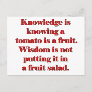 Knowledge vs Wisdom Tomato Edition Postkarte