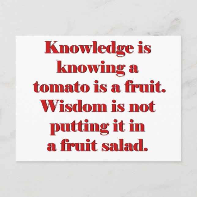 Knowledge vs. Wisdom Tomato Edition Postkarte (Vorderseite)
