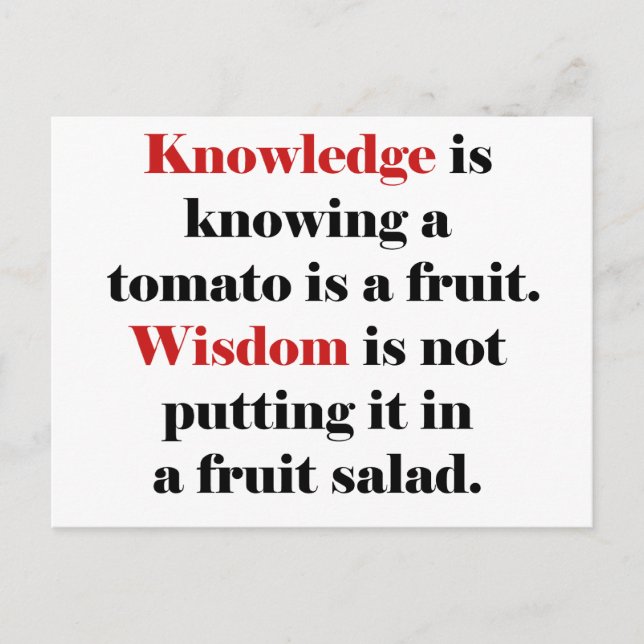 Knowledge vs Wisdom Tomato Edition Postkarte (Vorderseite)