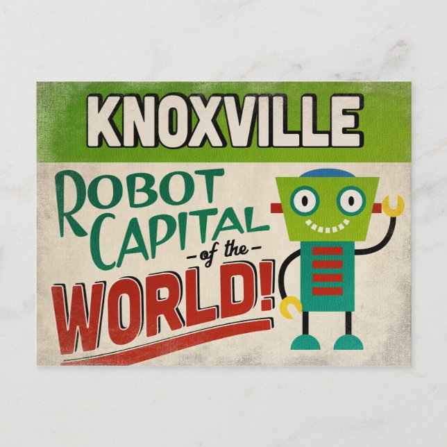 Knoxville Tennessee Robot - Funny Vintag Postkarte (Vorderseite)