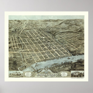 Knoxville, TN Panorama Karte - 1871 Poster