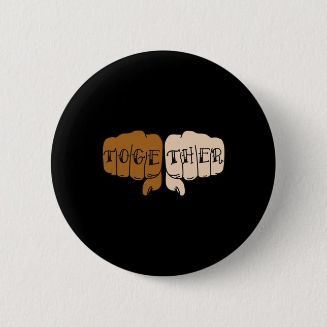Knuckle Tattoo Fist Sticker- Gemeinsam Sticker1 Button (Vorderseite)