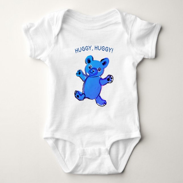Knuddel, knuddel, himmelblauer Teddybär Baby Strampler (Vorderseite)