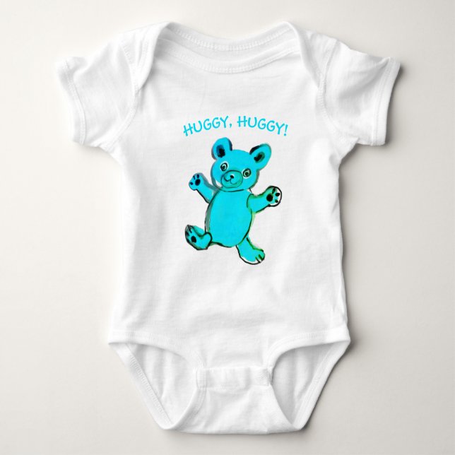 Knuddel, knuddel, himmelblauer Teddybär Baby Strampler (Vorderseite)