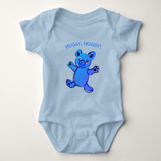 Knuddel, knuddel, himmelblauer Teddybär Baby Strampler (Vorderseite)