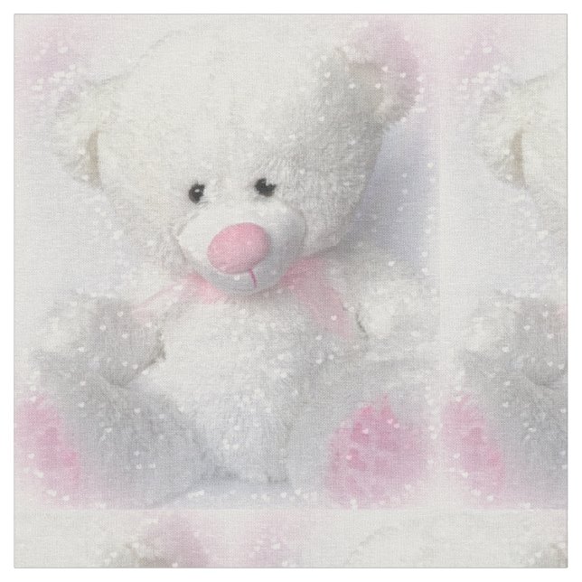 Knuddeliger weißer Teddybär Stoff (Nahaufnahme)
