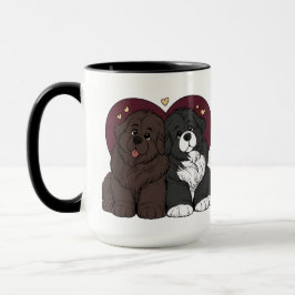 Knuddelnde Neufundländer-Welpen Tasse