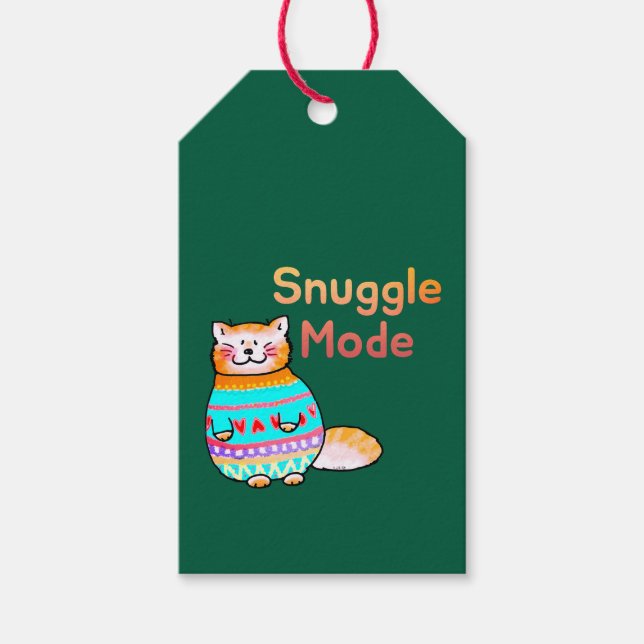 Knuddige rote Katze Kuschelmodus Geschenkanhänger (Vorderseite)