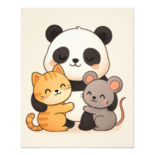 Knuddiger Panda und Freunde Süßes Kinderzimmer Fotodruck