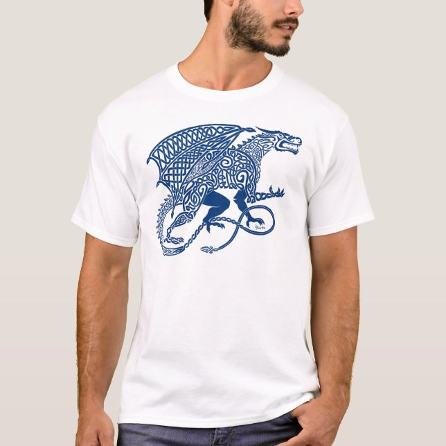 Knüpfarbeit Blue.jpg des Drache-1 T-Shirt (Vorderseite)