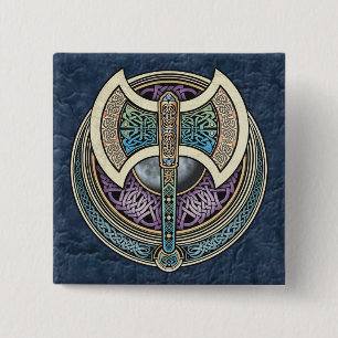 Knüpfarbeit Labrys quadratischer Knopf Button