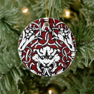 Knüpfarbeit Lion aus dem frühen 20. Jahrhundert Keramik Ornament