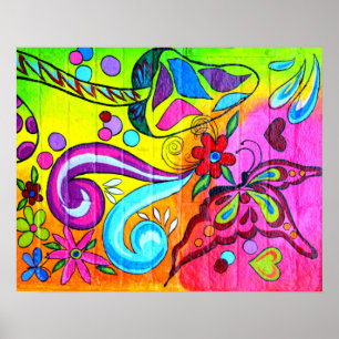 knurrend buntes Pilzschmetterlingposter Poster