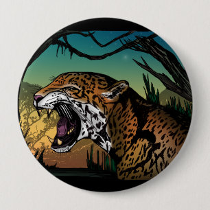 Knurrender Jaguar-Dschungel-Ästhetik – Wilde Tierw Button