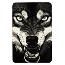 Knurrender Wolf 50er Schwarz-Weiß-Grafikstil