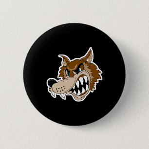 knurrendes braunes Wolfsgesicht Button