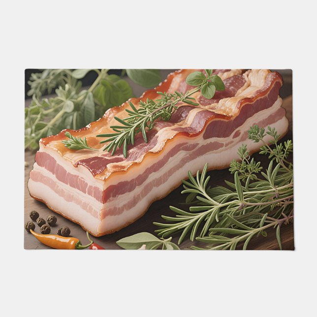 Knuspriger Bacon-Block Kräuter Fußmatte (Vorderseite)
