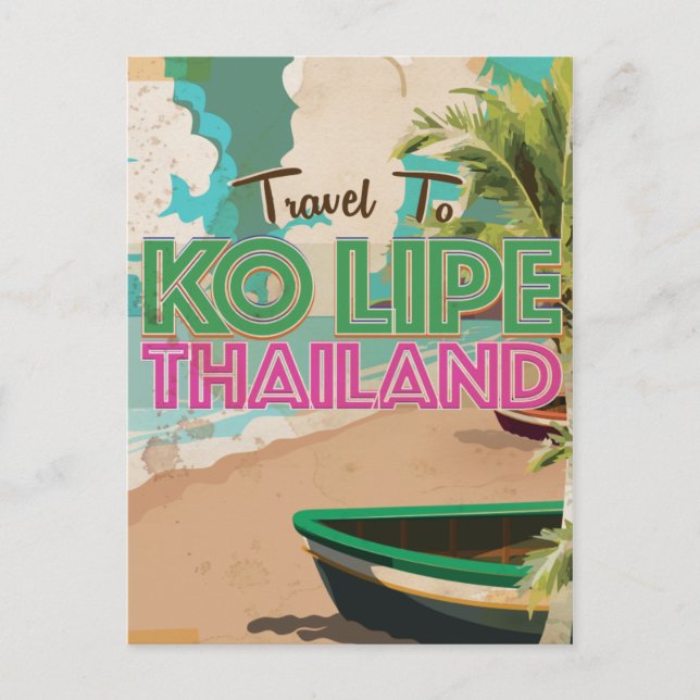 Ko Lipe Thailand Vintages Urlaubspaket Postkarte (Vorderseite)