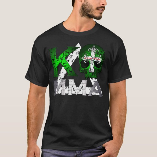 KO MIXED MARTIAL ARTS Schädel und Kombat Kross T-Shirt (Vorderseite)
