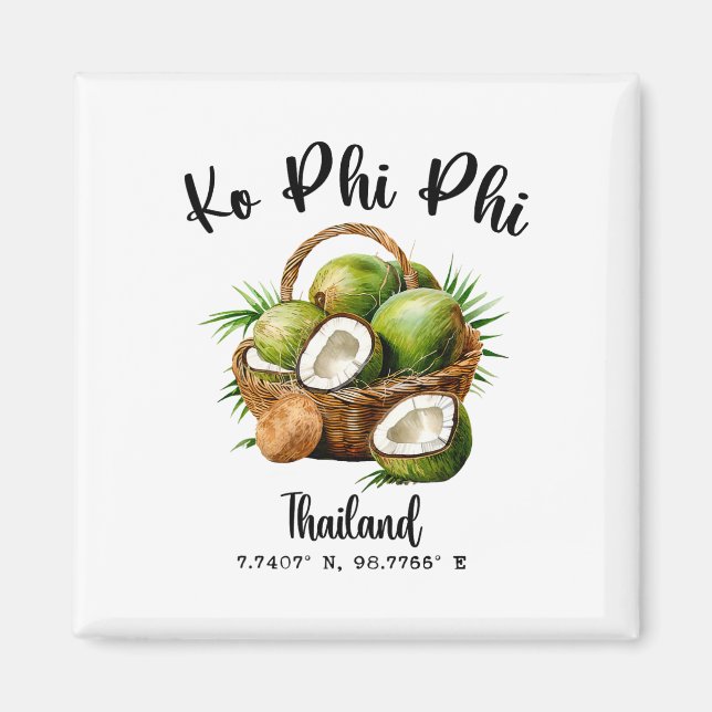Ko Phi Phi Kokosnuss Thailand Tropisch Koh Insel G Magnet (Vorne)