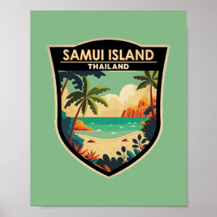 Ko Samui Island Thailand Reisen Art Abzeichen Poster