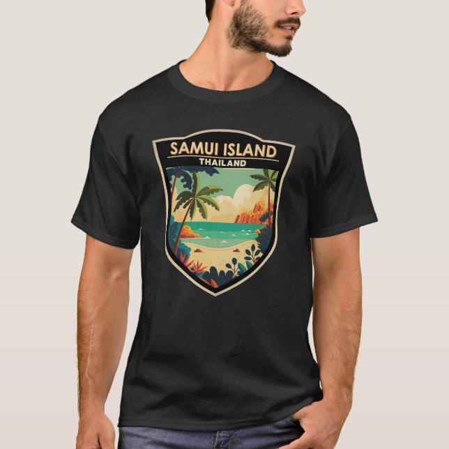 Ko Samui Island Thailand Reisen Art Abzeichen T-Shirt (Vorderseite)