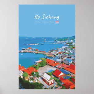 Ko Sichang, Thailand - Lebendige Hafenansicht Poster