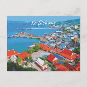 Ko Sichang, Thailand - Lebendige Hafenansicht Postkarte