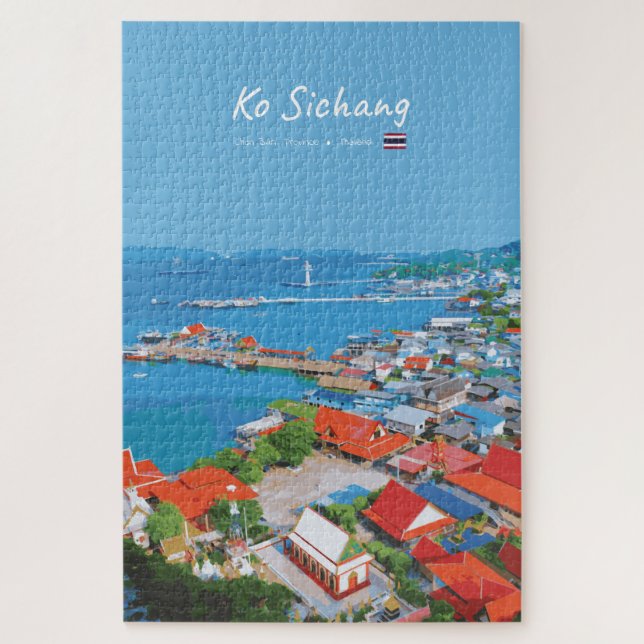 Ko Sichang, Thailand - Lebendige Hafenansicht Puzzle (Vertikal)