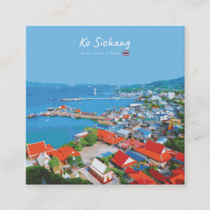 Ko Sichang, Thailand - Lebendige Hafenansicht Quadratische Visitenkarte