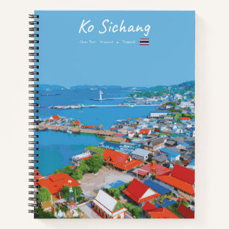 Ko Sichang, Thailand - Lebendige Hafenansicht Spir Notizbuch