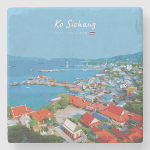 Ko Sichang, Thailand - Lebendige Hafenansicht Steinuntersetzer