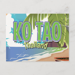 Ko Tao Thailand Vintage-Reiseplakat Postkarte